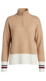 Chompa polar Tommy Hilfiger Dama Canela blanco