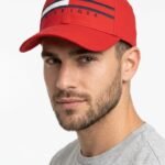 Tommy Hilfiger Gorra Clásica con Franja y Logotipo Estampado Unisex Rojo