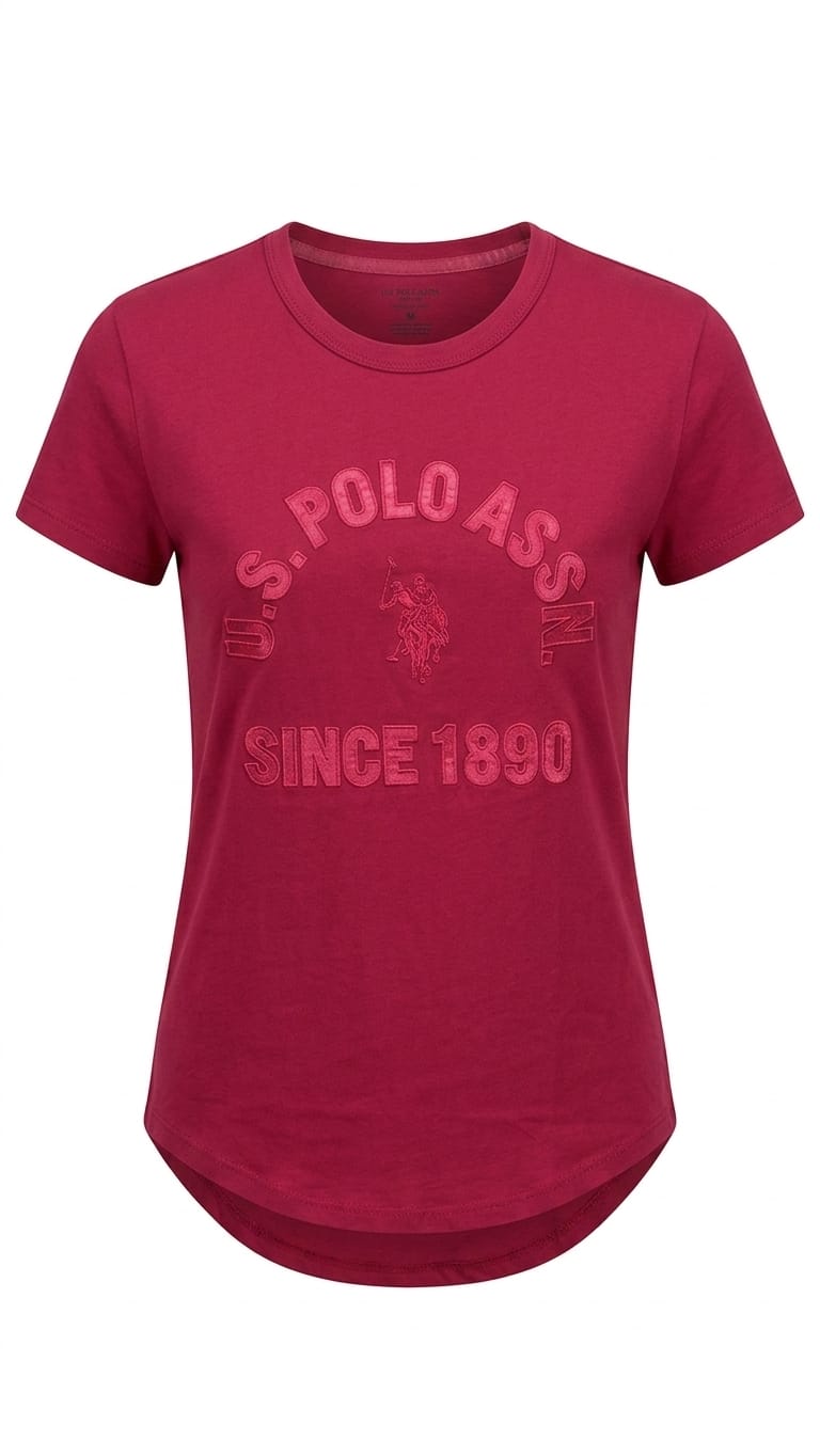 polo-us-polo-rojo-vino-mujer Polo US Polo Dama Rosa Logo - Image 1