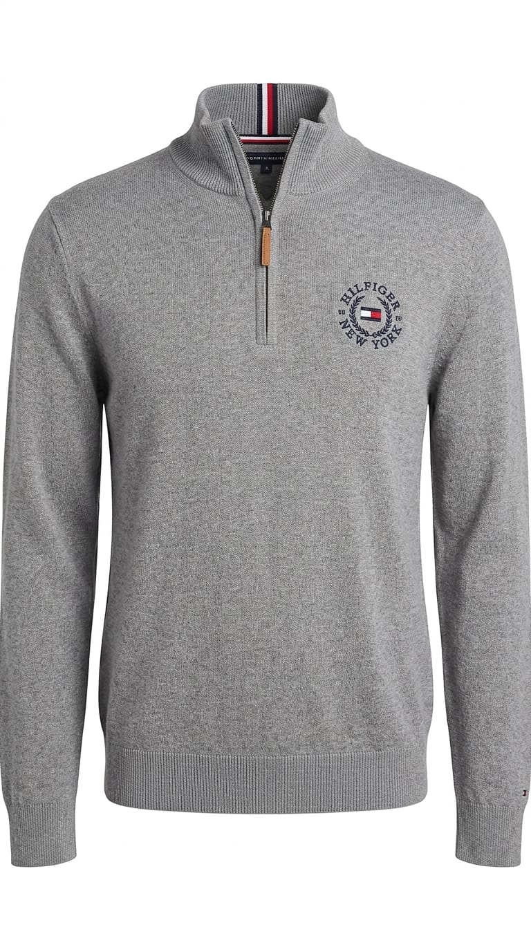 quater-zip-tommy-hilfiger-gris-hombre Suéter Quarter-ZiP Tommy Hilfiger Gris - Image 1