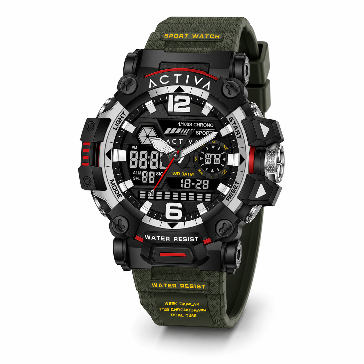 Activa012_ACW8072-004-4.png Activa X Invicta Digital Men's Watch - 49mm. Army Green (ACW8072-004) - Image 1