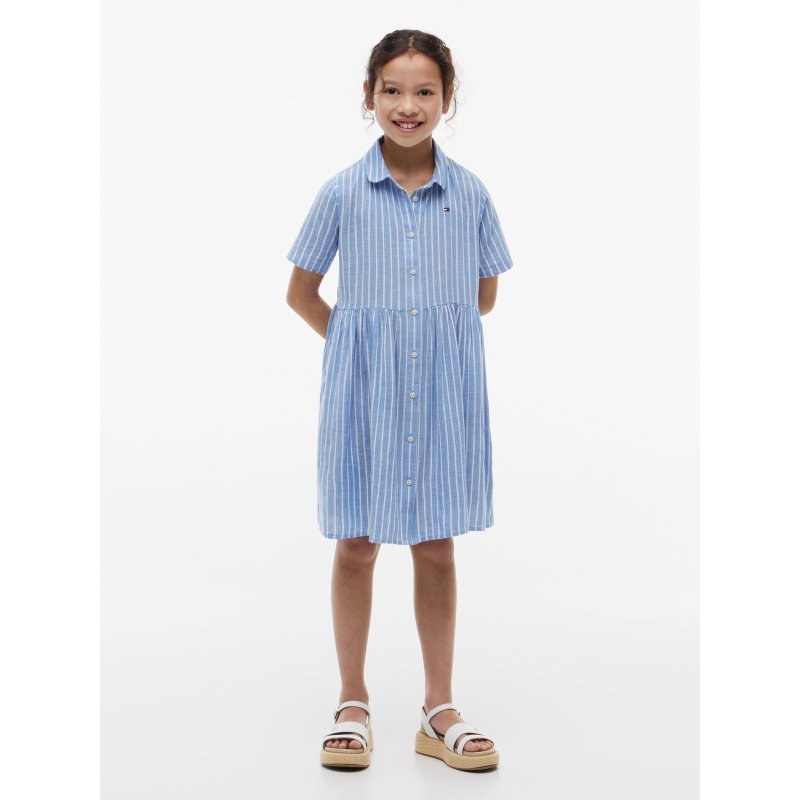 Tommy-DressXG01998-C30 Kids' Striped Cotton-Linen Blend Dress - Imagen 1
