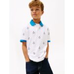 Kids' Allover Nautical Logo Stretch Polo