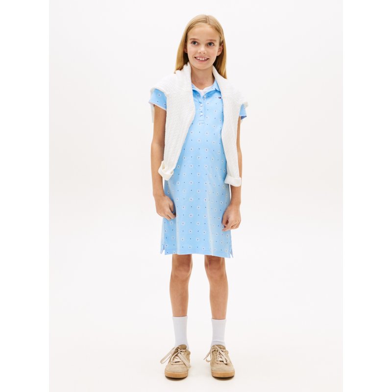 Tommy-PoloXG02096-C1Z Kids' Allover Floral Print Polo Dress - Imagen 1