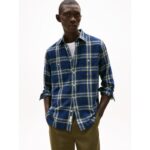 Relaxed Fit Plaid Slub Cotton Shirt