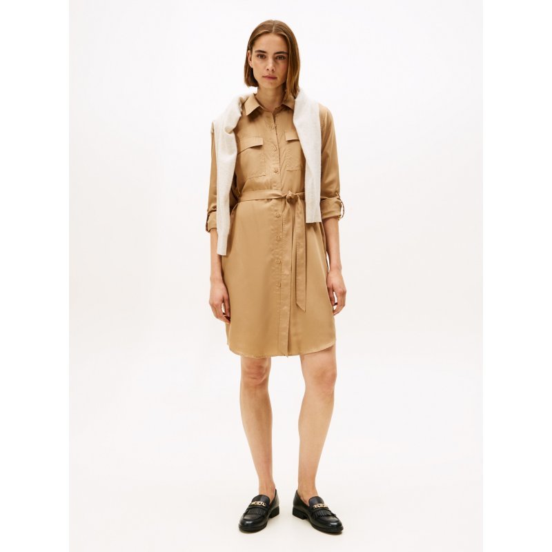 Tommy-ShirtXW05979-RBC Long-Sleeve Belted Utility Shirtdress - Imagen 1