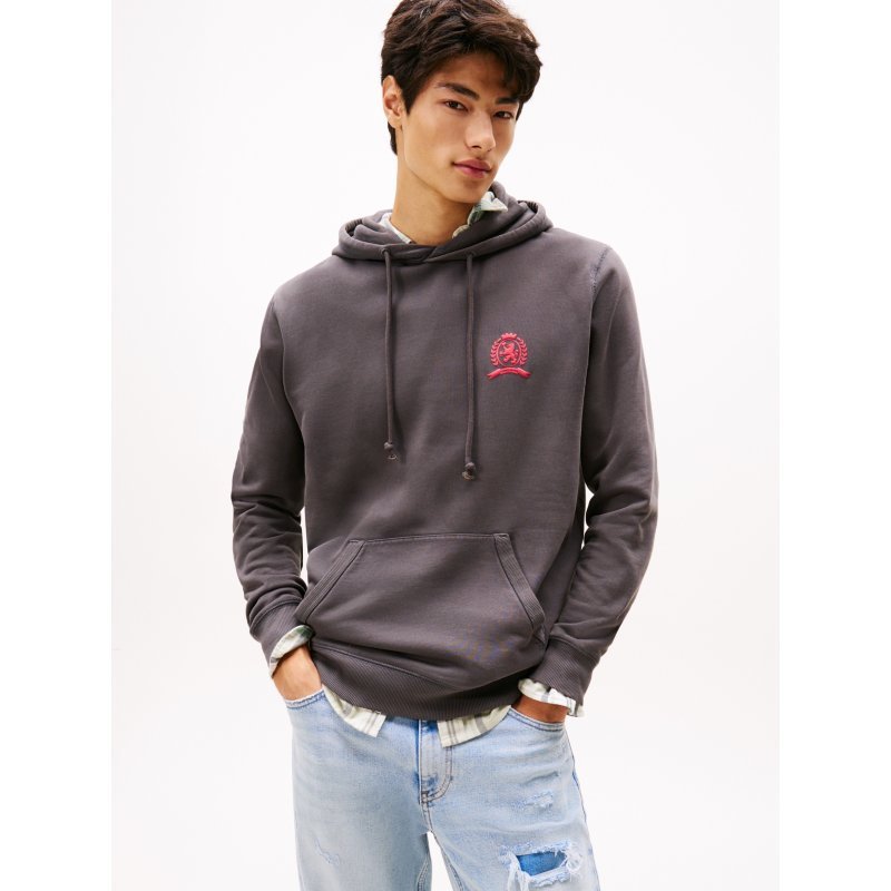 Tommy-SweaterDM22085-BDS Tommy Jeans Garment Washed Crest Hoodie - Imagen 1