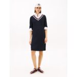 Varsity Stripe Cable Knit Sweater Dress