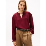 Check Print Chiffon Pullover Blouse