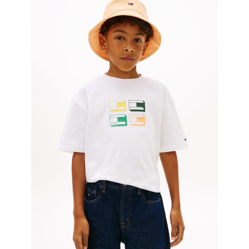 Tommy-TShirtKB10267-YBR Kids' 3D Logo Graphic T-Shirt - Imagen 1