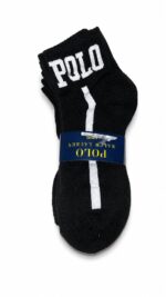 Pack de 6 Medias Polo Ralph Lauren Tobilleros Negros rayas blanca