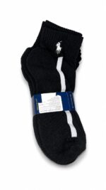 Pack de 6 Medias Polo Ralph Lauren Tobilleros Negros rayas blanca - Image 2