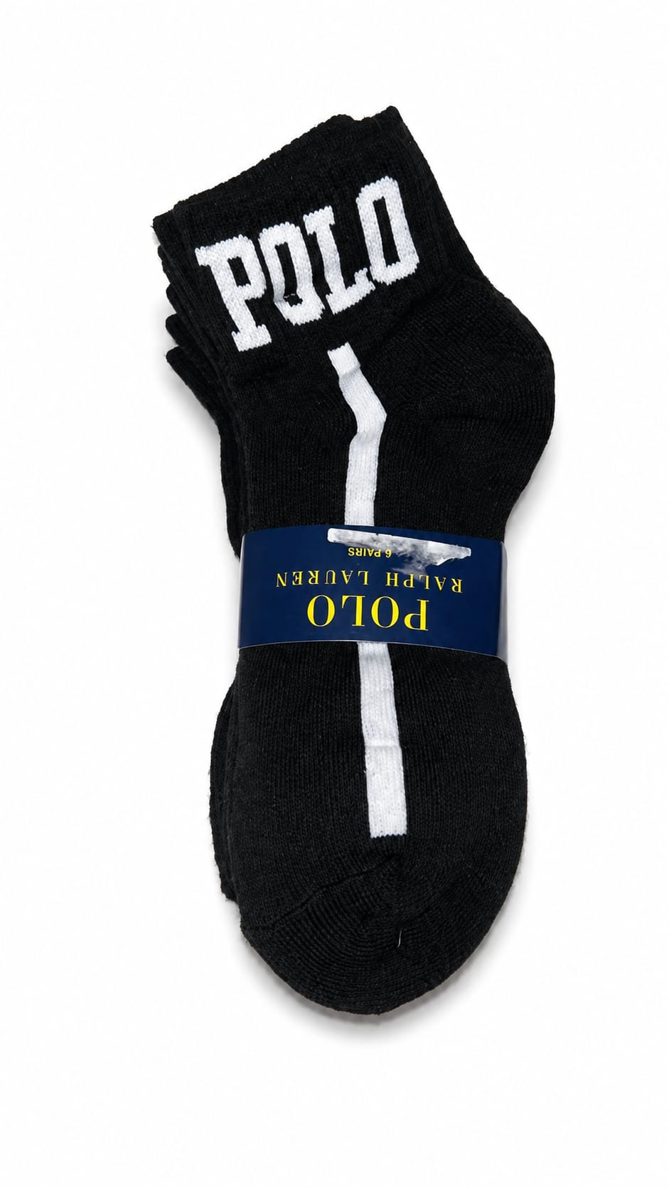calcetines-medias-polo-ralph-lauren-tobilleros-negros-raya-blanca-pack-6 Pack de 6 Medias Polo Ralph Lauren Tobilleros Negros rayas blanca - Image 1