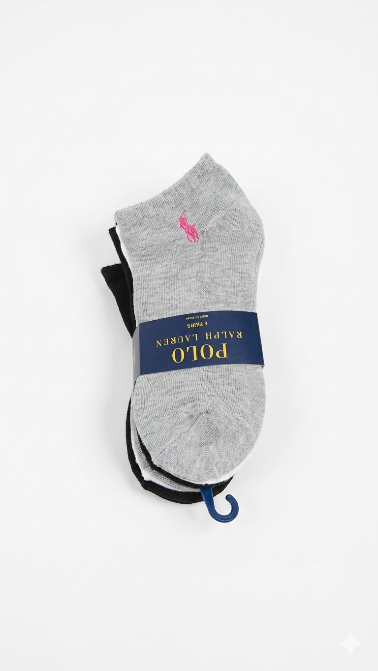 medias-pack-3-calcetines-tobilleros-polo-ralph-lauren-colores-atras Pack de 6 Pares de Medias Tobilleros Polo Ralph Lauren Gris Negro - Image 1