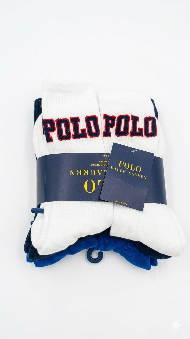 pack-3-calcetines-tobilleros-polo-ralph-lauren-azul-electrico-blanco-logo-polo-hombre Pack de 6 Pares Medias largas Polo Ralph Lauren | Azul Eléctrico y Blanco - Image 1