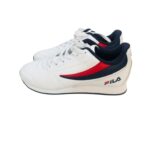 Zapatillas Fila Casuales Blancas con Azul y Rojo Retro