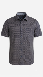 Camisa Manga Corta Original Penguin Estampada para Hombre – Azul Oscuro / Microestampado - Imagen 2