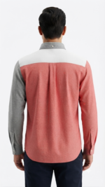Camisa Manga Larga Tommy Hilfiger Oxford Colorblock para Hombre – Gris / Blanco / Rojo - Imagen 2