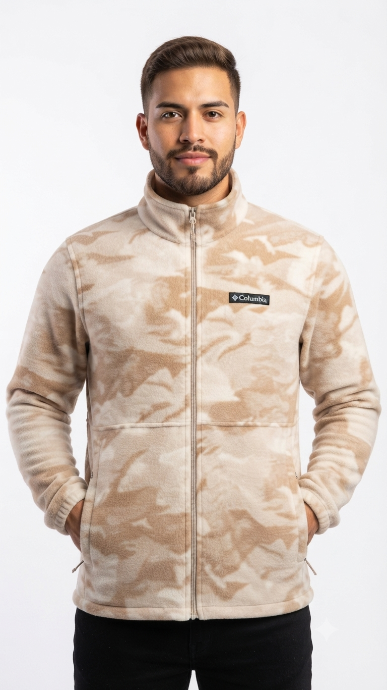 casaca-fleece-columbia-hombre-camuflado-beige Casaca Fleece Columbia Steens Mountain para Hombre – Camuflado Beige / Caqui - Imagen 1