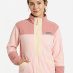 Casaca Fleece Columbia Benton Springs con Cierre Completo para Mujer – Rosado Combinado / Crema