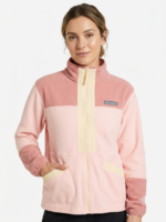 Casaca Fleece Columbia Benton Springs con Cierre Completo para Mujer – Rosado Combinado / Crema