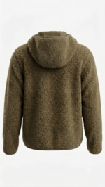 Casaca Fleece Sherpa con Capucha para Hombre – Verde Olivo / Caqui - Imagen 3