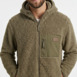 Casaca Fleece Sherpa con Capucha para Hombre – Verde Olivo / Caqui