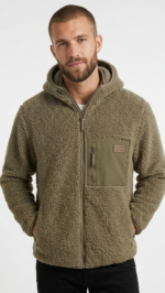 Casaca Fleece Sherpa con Capucha para Hombre – Verde Olivo / Caqui