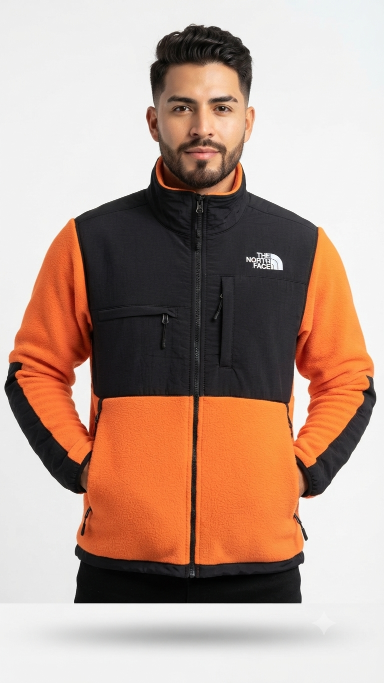 casaca-fleece-sherpa-the-north-face-denali-hombre-naranja Casaca Fleece Sherpa The North Face Denali para Hombre – Naranja / Negro - Imagen 1