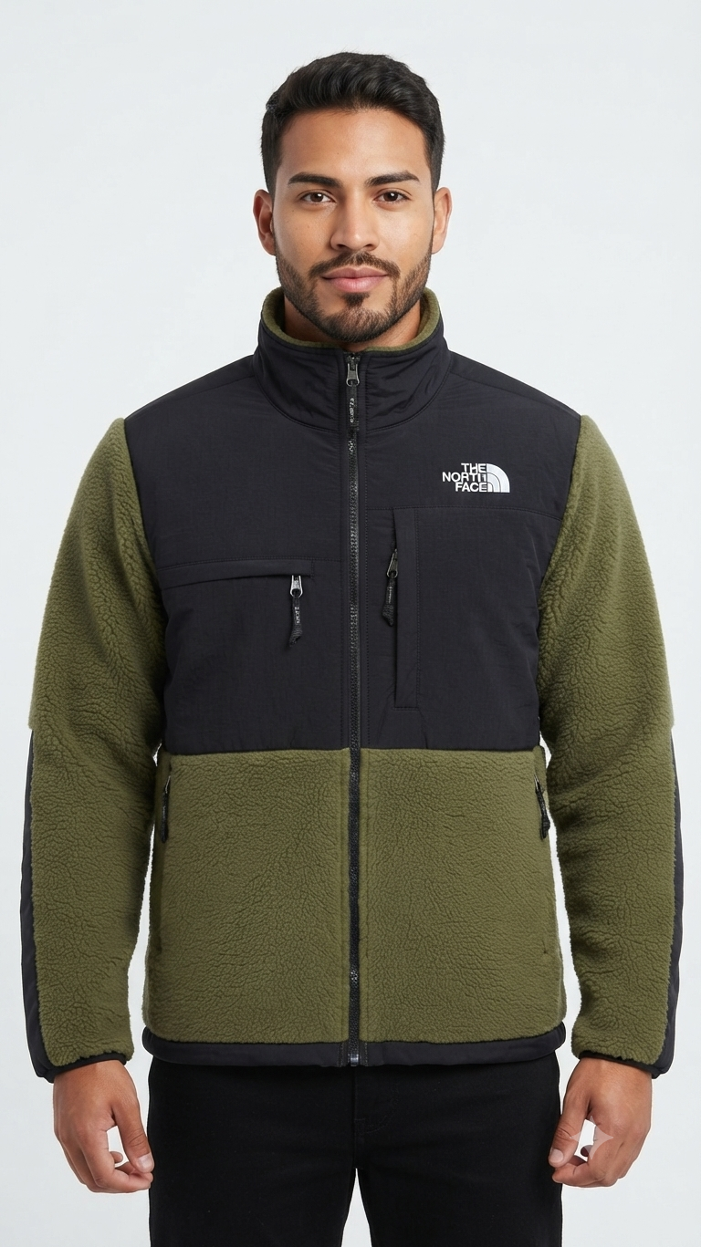 casaca-fleece-sherpa-the-north-face-denali-hombre-verde-olivo Casaca Fleece Sherpa The North Face Denali para Hombre – Verde Olivo / Negro - Imagen 1