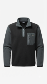 Casaca Fleece Sherpa The North Face con Medio Cierre para Hombre – Negro / Gris Oscuro - Imagen 2