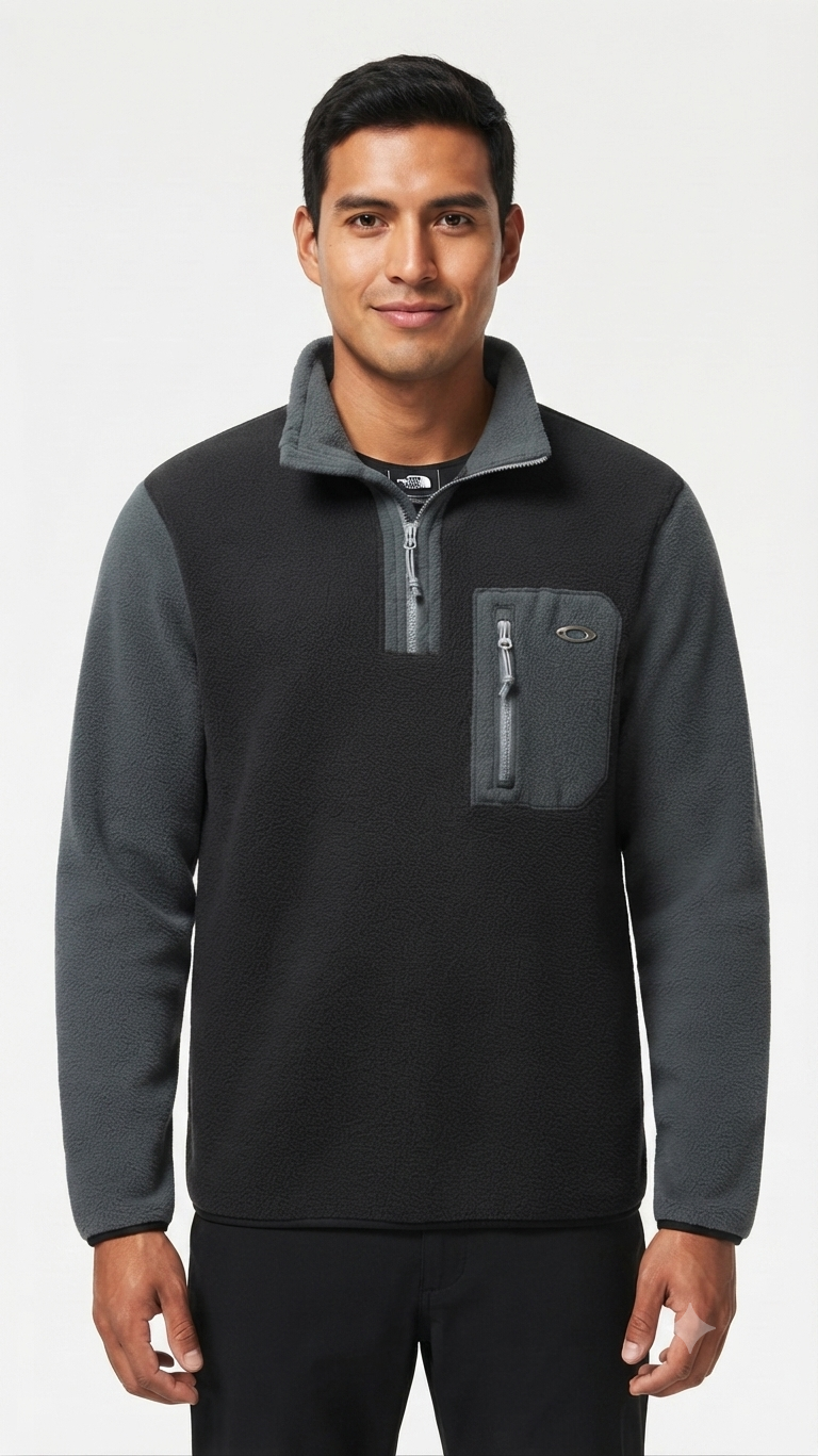 casaca-fleece-sherpa-the-north-face-medio-cierre-hombre-negro Casaca Fleece Sherpa The North Face con Medio Cierre para Hombre – Negro / Gris Oscuro - Imagen 1