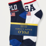 Set de 6 Medias Tobilleras Polo Ralph Lauren Performance USA / Americana para Hombre – Azul Marino / Blanco