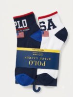 Set de 6 Medias Tobilleras Polo Ralph Lauren Performance USA / Americana para Hombre – Azul Marino / Blanco