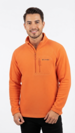 Polera Polar Columbia Hombre Naranja con Media Cremallera