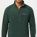 Polera Polar Columbia Hombre Verde con Media Cremallera