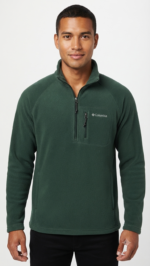 Polera Polar Columbia Hombre Verde con Media Cremallera