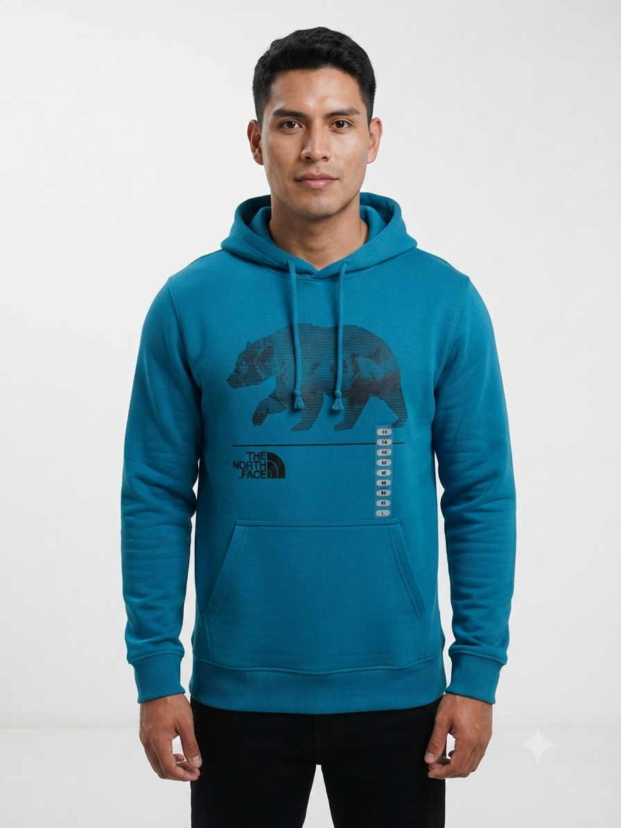polera-the-north-face-capucha-hombre-azul-turquesa-oso Polera The North Face con Capucha para Hombre – Azul Turquesa / Oso - Imagen 1