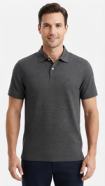 Polo Manga Corta Básico para Hombre – Gris Oscuro / Jaspeado