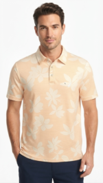 Polo Manga Corta Estampado Floral para Hombre – Melocotón / Beige