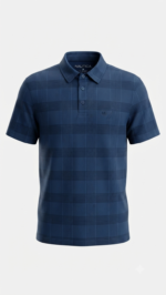 Polo Manga Corta para Hombre – Azul Petróleo Texturizado / Cuadrados - Imagen 2