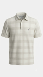 Polo Manga Corta Nautica a Cuadros para Hombre – Beige / Gris Claro - Imagen 2