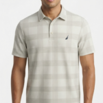 Polo Manga Corta Nautica a Cuadros para Hombre – Beige / Gris Claro