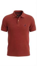 Polo Manga Corta Nautica de Algodón para Hombre – Terracota / Ladrillo - Imagen 2