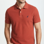 Polo Manga Corta Nautica de Algodón para Hombre – Terracota / Ladrillo
