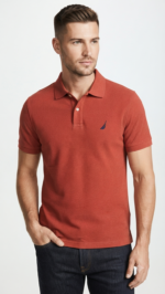 Polo Manga Corta Nautica de Algodón para Hombre – Terracota / Ladrillo