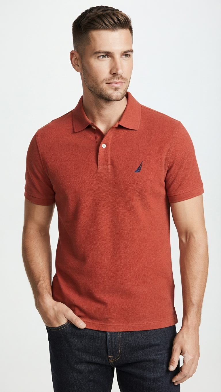 polo-manga-corta-nautica-hombre-terracota Polo Manga Corta Nautica de Algodón para Hombre – Terracota / Ladrillo - Imagen 1