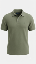 Polo Manga Corta Estampado Tropical para Hombre – Verde Olivo / Rayas - Imagen 2