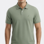Polo Manga Corta Estampado Tropical para Hombre – Verde Olivo / Rayas
