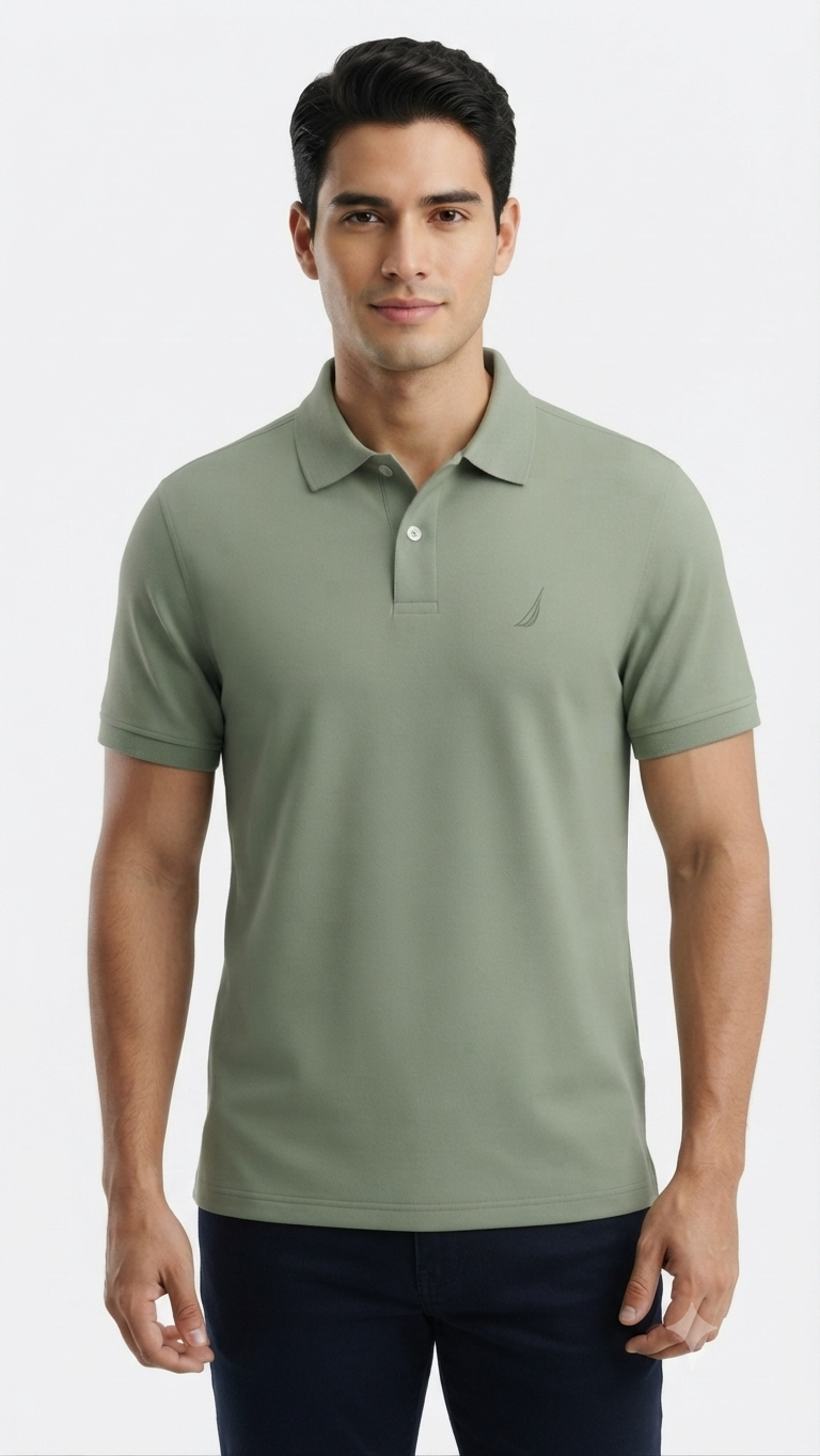 polo-manga-corta-nautica-hombre-verde-olivo Polo Manga Corta Estampado Tropical para Hombre – Verde Olivo / Rayas - Imagen 1